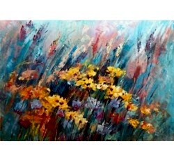 Картина маслом "Луговое разноцветие" родилась под впечатлением джазовой композиции