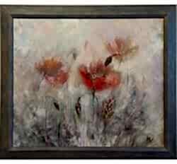 Картина "Маки в тумане" в раме