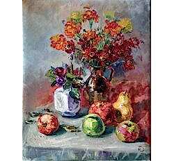 Натюрморт с фруктами и цветами "Душевная осень"