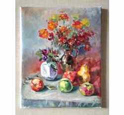 Картина маслом с с натюрмортом "Душевная осень"