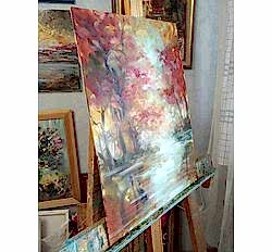 Холст на картоне с картиной  "Между небом и водой"