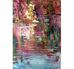 Декоративная картина маслом  "Одинокий рыбак"