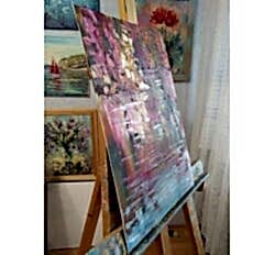 Холст на картоне с декоративным пейзажем