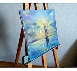 Холлст с картиной "Парусник на закате"