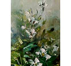 Фрагмент картины маслом "Порхающие анемоны"