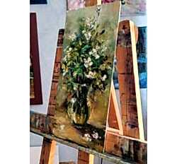 Холст а картоне с изображением весеннего букета