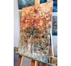 Холст на картоне с символичны изображением смены времён года