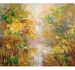 Картина маслом с живописным пейзажем "Осенняя мечта"