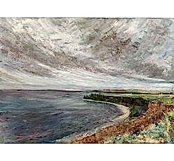 Картина масляными красками Александровского Грабня в ветренную погоду художника Нины Дивинской Алматы