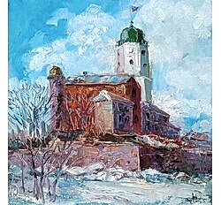 Средневековый замок маслом на холсте художника Нины Дивинской