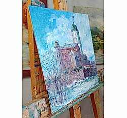 Холст на картоне с изображением Выборгского замка